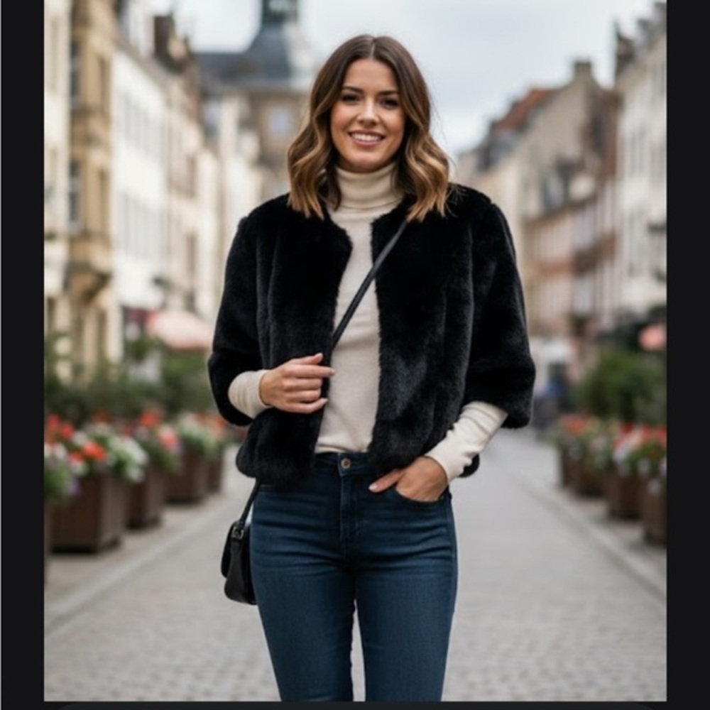 Catherine Malandrino Midnight Black Teddy Jacket